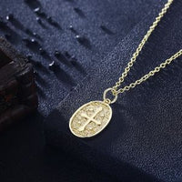 18K Coin Cross Necklace in 18K Gold Plated