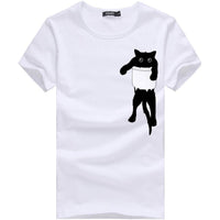 Men Tees Short Sleeve Regular O-Neck Cat Pocket Fashion