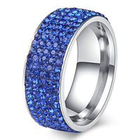 Chanfar 5 Rows Crystal Stainless Steel Ring Women for  Elegant Full Finger Love Wedding Engagement Rings Jewelry Men
