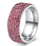 Chanfar 5 Rows Crystal Stainless Steel Ring Women for  Elegant Full Finger Love Wedding Engagement Rings Jewelry Men