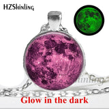 2017 New Arrival Glowing Jewelry Full Moon Necklace Handmade Glass Dome Lunar Eclipse Necklace Glow in the dark Pendant Jewelry