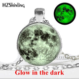 2017 New Arrival Glowing Jewelry Full Moon Necklace Handmade Glass Dome Lunar Eclipse Necklace Glow in the dark Pendant Jewelry