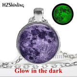 2017 New Arrival Glowing Jewelry Full Moon Necklace Handmade Glass Dome Lunar Eclipse Necklace Glow in the dark Pendant Jewelry