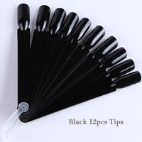 1Set False Nail Tips Nature Clear Black Fan Finger Full Card Nail Art Display Practice Acrylic UV Gel Polish Tool Manicure JI386