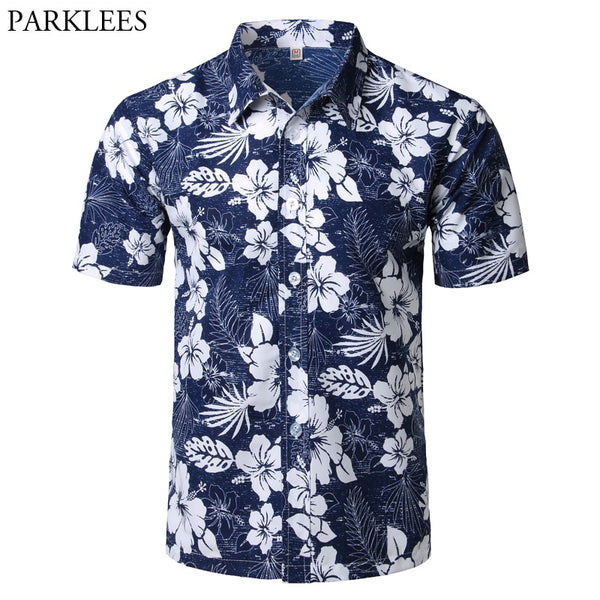 Mens Summer Beach Hawaiian Shirt 2018 Brand Short Sleeve Plus Size Floral Shirts Men Casual Holiday Vacation Clothing Camisas