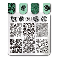 BORN PRETTY Square Nail Art Stamp Template Flower Vine Rose Leaves Floral Image Pattern Printing Plate for Manicure Stencil 6cm