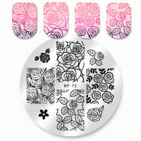 BORN PRETTY Square Nail Art Stamp Template Flower Vine Rose Leaves Floral Image Pattern Printing Plate for Manicure Stencil 6cm