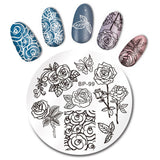 BORN PRETTY Square Nail Art Stamp Template Flower Vine Rose Leaves Floral Image Pattern Printing Plate for Manicure Stencil 6cm