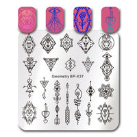 BORN PRETTY Square Nail Art Stamp Template Flower Vine Rose Leaves Floral Image Pattern Printing Plate for Manicure Stencil 6cm