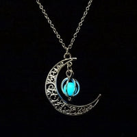 Glow In the Dark Pendant Necklaces For Women Silver Plated Chain Long Night Moon Necklaces Women Fashion Jewelry Necklaces