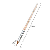 Monja 7 Styles Rhinestone Acrylic Handle Brushes Nail Art Line Flower Painting Coating Shaping Flat Fan Angle Pen