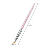 Monja 7 Styles Rhinestone Acrylic Handle Brushes Nail Art Line Flower Painting Coating Shaping Flat Fan Angle Pen