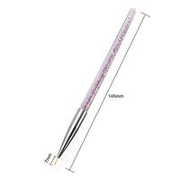 Monja 7 Styles Rhinestone Acrylic Handle Brushes Nail Art Line Flower Painting Coating Shaping Flat Fan Angle Pen