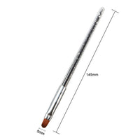 Monja 7 Styles Rhinestone Acrylic Handle Brushes Nail Art Line Flower Painting Coating Shaping Flat Fan Angle Pen
