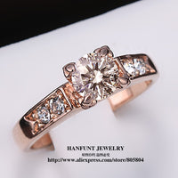 6 Items Classical Cubic Zirconia Forever Wedding Rings for Women Rose Gold Color Solitaire Rhinestones Lovers Ring Jewelry R051
