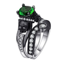 Ufooro Skull Ring Set For Women Men Punk Style Fashion Jewelry Charm Black Round Cubic Zirconia evil Skeleton Ring Set For Party