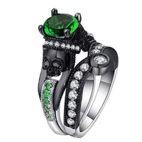 Ufooro Skull Ring Set For Women Men Punk Style Fashion Jewelry Charm Black Round Cubic Zirconia evil Skeleton Ring Set For Party