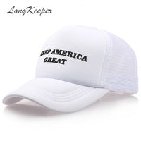 LongKeeper Men Trump Keep America Great Donald Printing Baseball Caps Women Adjustable Black White Red Snapback Hat Wholesale