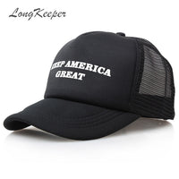 LongKeeper Men Trump Keep America Great Donald Printing Baseball Caps Women Adjustable Black White Red Snapback Hat Wholesale