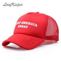 LongKeeper Men Trump Keep America Great Donald Printing Baseball Caps Women Adjustable Black White Red Snapback Hat Wholesale