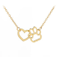 Hollow Pet Paw Footprint Necklaces Cute Animal Dog Cat Love Heart Pendant Necklace For Women Girls Jewelry Necklace