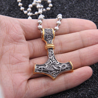 dropshipping stainless steel thor's hammer mjolnir pendant necklace viking scandinavian norse viking necklace Men gift