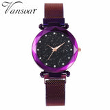 Best Selling Women Mesh Magnet Buckle Starry Sky Watch Casual Luxury Women Geometric Surface Quartz Watches Relogio Feminino