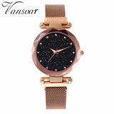 Best Selling Women Mesh Magnet Buckle Starry Sky Watch Casual Luxury Women Geometric Surface Quartz Watches Relogio Feminino