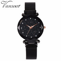 Best Selling Women Mesh Magnet Buckle Starry Sky Watch Casual Luxury Women Geometric Surface Quartz Watches Relogio Feminino