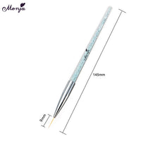 Monja 7 Styles Rhinestone Acrylic Handle Brushes Nail Art Line Flower Painting Coating Shaping Flat Fan Angle Pen