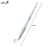 Monja 7 Styles Rhinestone Acrylic Handle Brushes Nail Art Line Flower Painting Coating Shaping Flat Fan Angle Pen