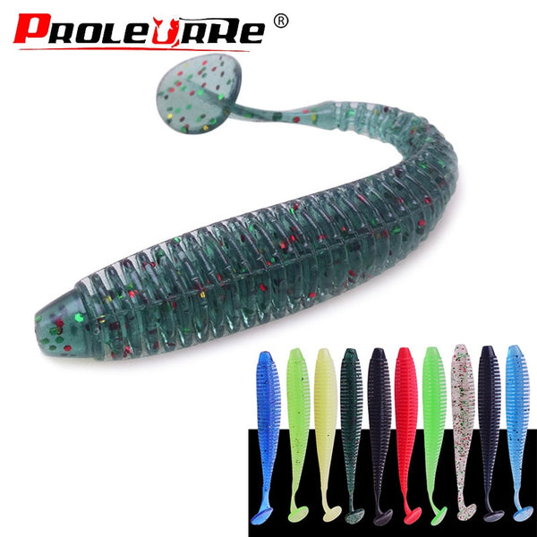 1pcs soft bait Worm Grubs T Tail Wobblers Fishing Lure 95mm 3g Aritificial Silicone salt Smell Bass Pike Fishing Jigging Bait
