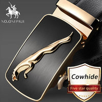 NO.ONEPAUL Brand Fashion Automatic Buckle Black Genuine Leather Belt Men's Belts Cow Leather Belts for Men 3.5cm Width WQE789