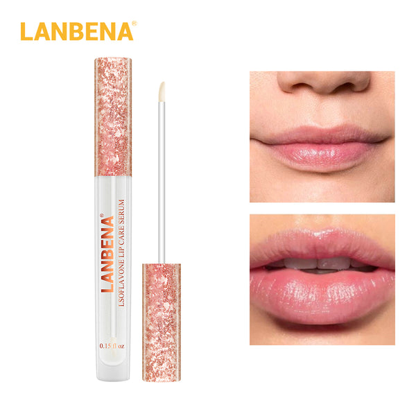 LANBENA Lsoflavone Lip Care Serum lips more plump lips enhance lip elasticity reduce wrinkles repair moisturizing Beauty