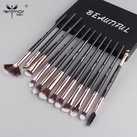 Anmor Pro Makeup Brushes Set 12 pcs/lot Eye Shadow Blending Eyeliner Eyelash Eyebrow Brushes For Make up Portable Eye Brush Set