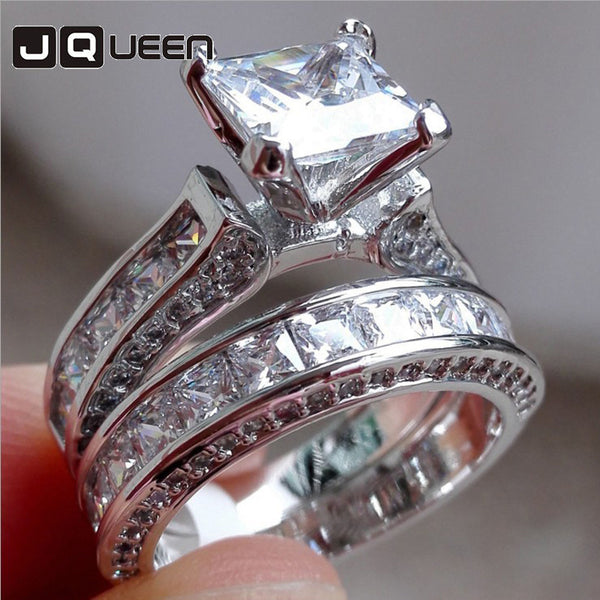 Hot 2018 Women Crystal Geometric Ring Prong Setting Finger Ring For Party Bridal Wedding Jewelry