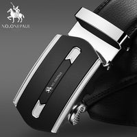 NO.ONEPAUL Brand Fashion Automatic Buckle Black Genuine Leather Belt Men's Belts Cow Leather Belts for Men 3.5cm Width WQE789