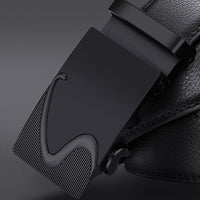 NO.ONEPAUL Brand Fashion Automatic Buckle Black Genuine Leather Belt Men's Belts Cow Leather Belts for Men 3.5cm Width WQE789