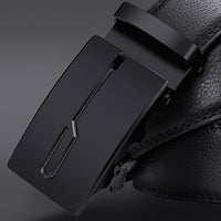 NO.ONEPAUL Brand Fashion Automatic Buckle Black Genuine Leather Belt Men's Belts Cow Leather Belts for Men 3.5cm Width WQE789