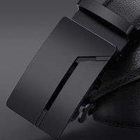 NO.ONEPAUL Brand Fashion Automatic Buckle Black Genuine Leather Belt Men's Belts Cow Leather Belts for Men 3.5cm Width WQE789