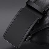 NO.ONEPAUL Brand Fashion Automatic Buckle Black Genuine Leather Belt Men's Belts Cow Leather Belts for Men 3.5cm Width WQE789