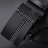 NO.ONEPAUL Brand Fashion Automatic Buckle Black Genuine Leather Belt Men's Belts Cow Leather Belts for Men 3.5cm Width WQE789