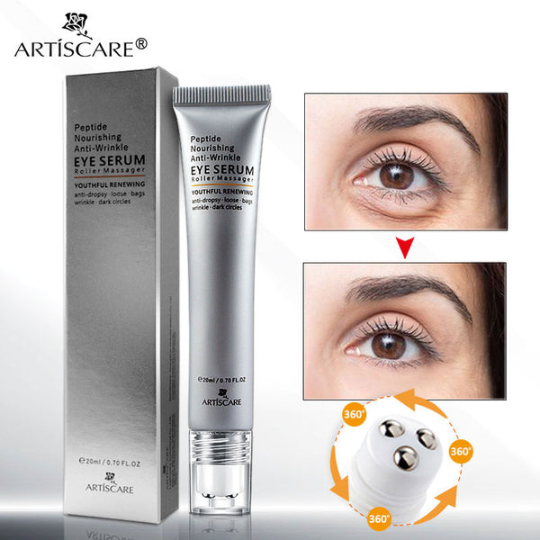 ARTISCARE Peptide Anti Wrinkles Eye Serum Roller Massager Eye Patches Skin Care Anti Puffiness Fine Lines Dark Circles Eye Cream