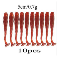 Proleurre 10pcs/lot 50mm 0.7g Soft Rubber Bait Fishing Lure Jig Wobbler Soft Worm Carp Fishing Bait Artificial Silicone Swimbait