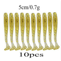 Proleurre 10pcs/lot 50mm 0.7g Soft Rubber Bait Fishing Lure Jig Wobbler Soft Worm Carp Fishing Bait Artificial Silicone Swimbait