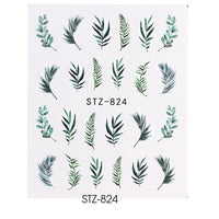 1pcs Water Nail Decal and Sticker Flower Leaf Tree Green Simple Summer Slider for Manicure Nail Art Watermark Tips CHSTZ824-844