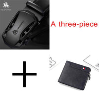 NO.ONEPAUL Brand Fashion Automatic Buckle Black Genuine Leather Belt Men's Belts Cow Leather Belts for Men 3.5cm Width WQE789