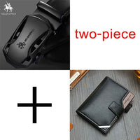 NO.ONEPAUL Brand Fashion Automatic Buckle Black Genuine Leather Belt Men's Belts Cow Leather Belts for Men 3.5cm Width WQE789