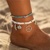 17KM Bohemian Starfish Stone Anklets Set For Women Vintage Handmade Wave Anklet Bracelet on Leg Beach Ocean Jewelry 2018