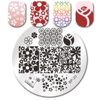 BORN PRETTY Square Nail Art Stamp Template Flower Vine Rose Leaves Floral Image Pattern Printing Plate for Manicure Stencil 6cm